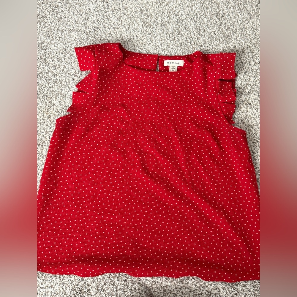 Monteau Scarlet and Ivory Dotted Blouse